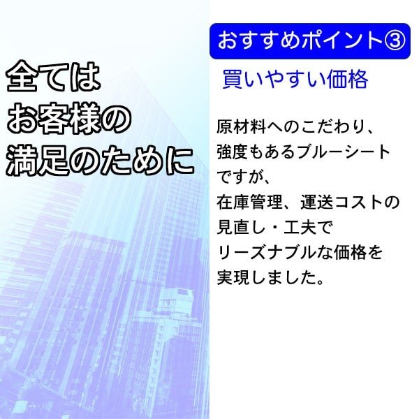 ブルーシート#3000規格相当　3.6m×5.4mサイズ 厚手