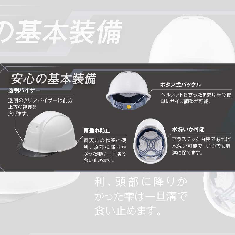 ヘルメット 保護帽 Fo II-1 飛来・落下物用 通期孔あり 通常バイザー 一体型 全7色 加賀ヘルメット KAGA