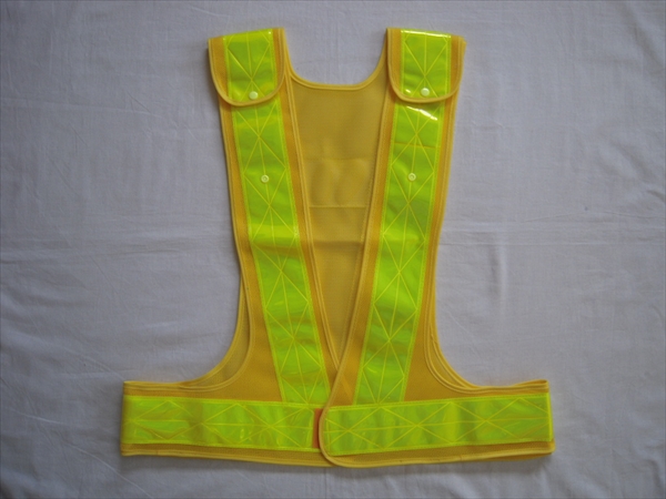 安全ベスト サイズ調整ベスト 3段階調整 スカイブルー/黄 70mm巾
