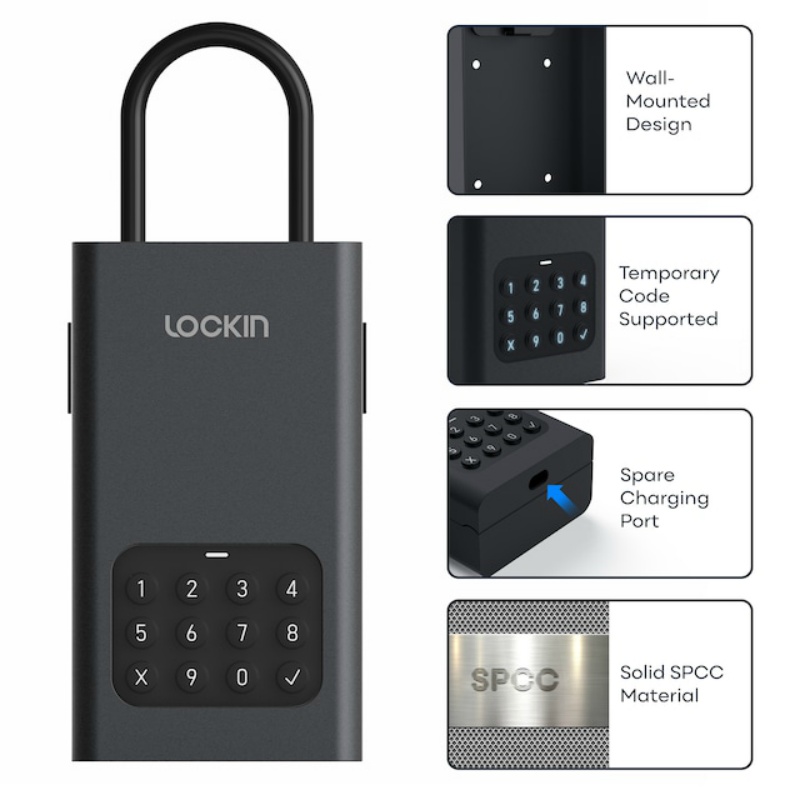 全天候型屋外用 スマートキーボックス セキュリティボックス スマートパドロック ロックイン Smart Lock Box L1　遠隔操作 Bluetooth解錠 暗証番号発行 ワンタイムパスワード 操作履歴確認可能 防水 腐食耐性 凍結耐性 Type－C給電  Lockin 日本ロックサービス