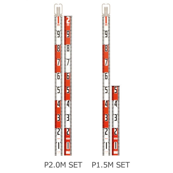 アルミ製ロッド ニューアルロッドプラス 2.0m 60mm幅 P2.0M SET ジョイント金具・エンドキャップ付き ジョイント式 工事写真用アルミ標尺 フォトロッド  myzox マイゾックス