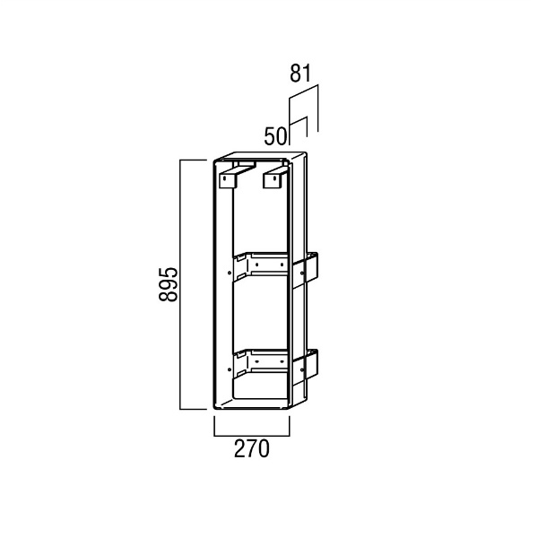 ユニオン消火器ボックス ブラケット 絵・文字標識 ステッカー専用 スチール 亜鉛メッキ 270×81×895  BRN-0013