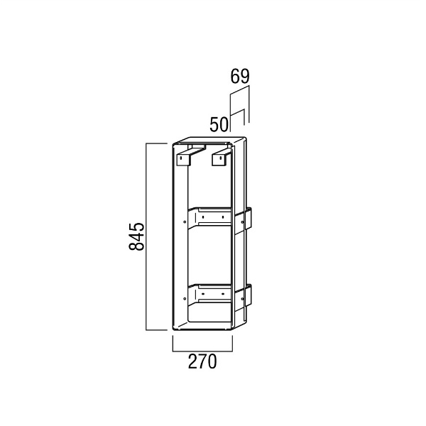 ユニオン消火器ボックス ブラケット 絵・文字標識 ステッカー専用 スチール 亜鉛メッキ 270×69×845  BRN-0017