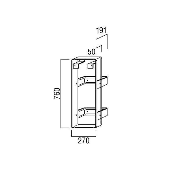 ユニオン消火器ボックス ブラケット 文字標識 ステッカー専用 スチール 亜鉛メッキ 270×192×760  BRN-0020