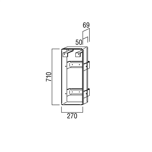 ユニオン消火器ボックス ブラケット 文字標識 ステッカー専用 スチール 亜鉛メッキ 270×69×710  BRN-0024