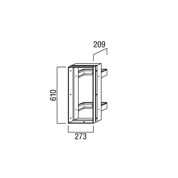 ユニオン消火器ボックス 専用ブラケット 全埋込タイプ スチール 亜鉛メッキ 273×209×610   BRN-0093