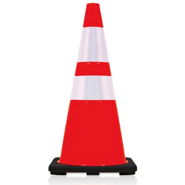 PVCプリンスコーン2 H700mm 赤／白 350×350×H700mm 三角コーン パイロン カラーコーン