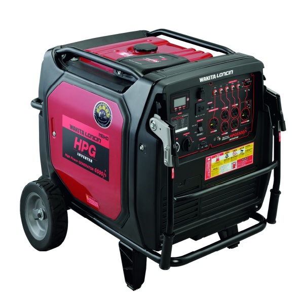 単相100V/200V 定格6500Wハイパワー発電機 ガソリン エンジン式 L950mm×W765mm×H773mm 130kg 防災 災害 停電 非常用電源 MEIHO HPG6500iS ワキタ