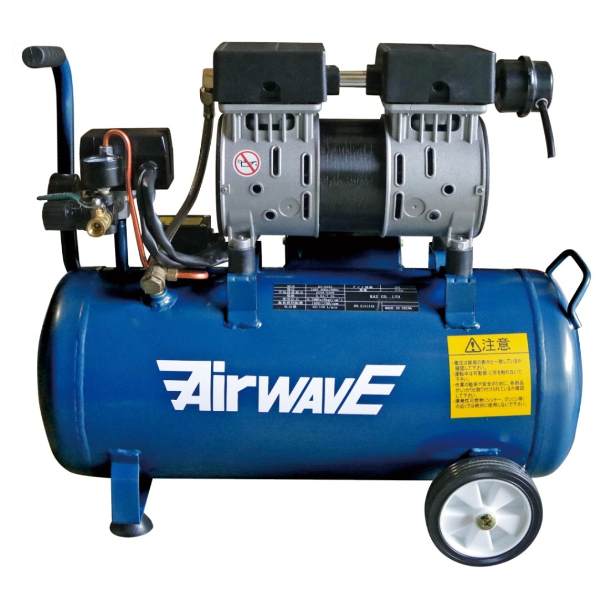 オイルレスエアーコンプレッサー25L AirWAVE KT-025S 幅600mm×奥行300mm×高さ520mm 和コーポレーション