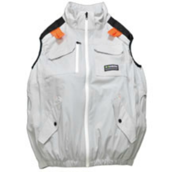 【ファン・バッテリー別売】空調ワークウェア ベスト シルバー M~6L AR-6281 選べる4つのファン取付口 QuickFreeジッパー ランヤード取付口/反射材付  AirRevolution KMネクスト