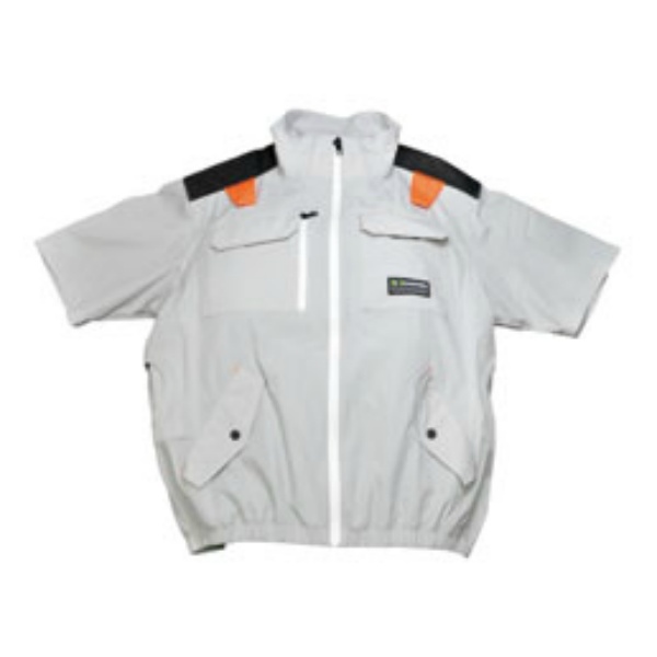 【ファン・バッテリー別売】空調ワークウェア 半袖 シルバー M~6L AR-6282 選べる4つのファン取付口 QuickFreeジッパー ランヤード取付口/反射材付  AirRevolution KMネクスト