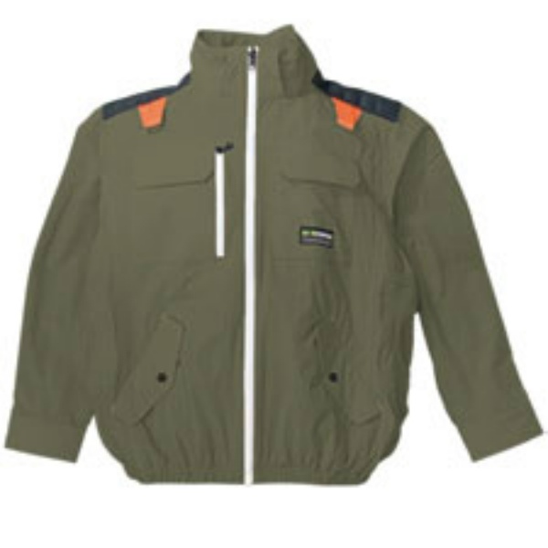【ファン・バッテリー別売】空調ワークウェア 長袖 オリーブ M~6L AR-6283 選べる4つのファン取付口 QuickFreeジッパー ランヤード取付口/反射材付  AirRevolution KMネクスト