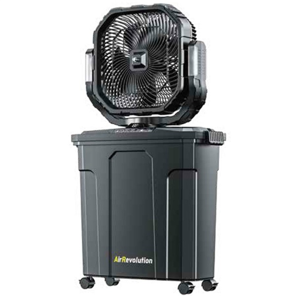 【2026年モデル】充電式ミストファンビッグ AirRevolution MIST FAN-BIG ブラック 22L 3.7V 30,000mAh キャスター付 超音波ミスト コードレス タイマー機能 収納時: 高さ440mm×幅450mm×奥行215mm 約3.7kg アウトドア 作業現場 KMネクスト