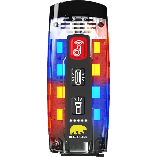 熊よけ電子ホイッスル ベアーガード LEDフラッシュライト付き 装着アラートデバイス 8609 LED警告シグナル 110dB 生活防水 W83.8mm×D34.3mm×H28mm 防犯・防災 クマ対策 アウトドア レジャー向け