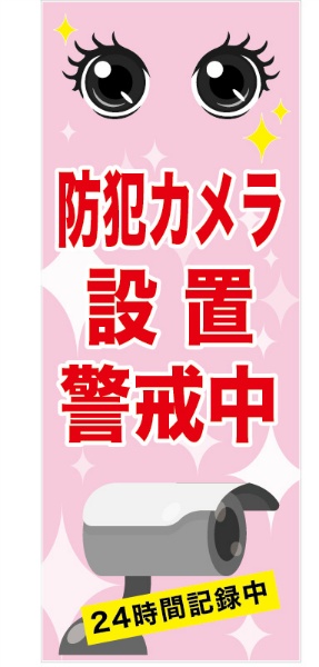 反射タイプ看板『防犯カメラ設置警戒中』　　【鉄枠付】　１４００×５５０ｍｍ　ＭＢ－００６