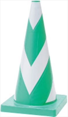 PVCセーフティコーン V型反射 365mm×365mm×H700mm 3kg 緑/白
