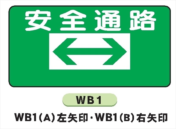 イラスト標識 【安全通路 右矢印】ＷＢ1（B) 300×600mm マンガ標識