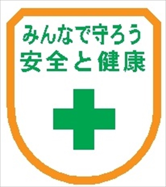 役職表示ワッペン 【みんなで守ろう安全と健康】 75mm×60mm ワッペン116 安全管理関係 軟質ビニール製 ウェルダー加工 安全ピン付