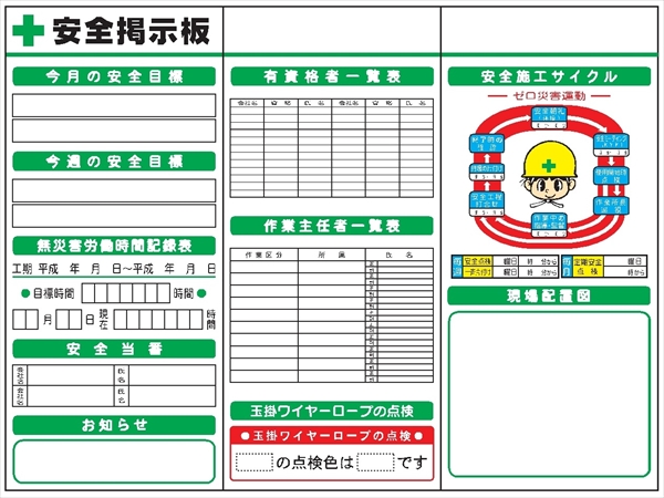 安全掲示板 システムボード3点タイプ  SYS-3Aセット 2000mm×2700mm