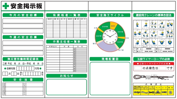 安全掲示板 システムボード4点タイプ  SYS-4Aセット 2000mm×3600mm