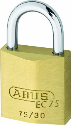 ABUS南京錠　真鍮EC75/30KD ディンプルシライイダー（キー3本付） Ｗ30mm×H54mm　シャックル径Φ5mm アバス 日本ロックサービス