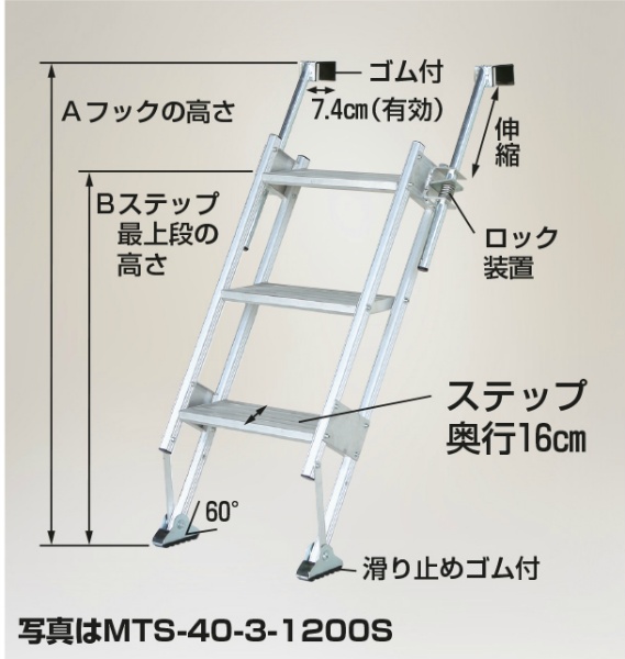 多目的階段 マルチステッパ MTS-55-5-1800S 5段タイプ W550mm×D160mm 最上段ステップ高1350mm トラック用 荷台昇降 梯子 はしご HARAX ハラックス