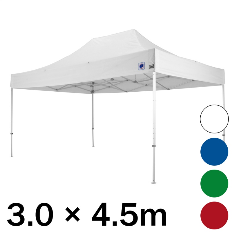 イージーアップテント 長方形 広間口モデル 3.0m×4.5m 4～5人向け デラックスシリーズ DX45 スチールフレーム 高さ5段階調整  撥水・防炎 500デニール生地 収納カバー付 L型ロック プルピン式ロック 簡単設置 ワンタッチタープテント EZUP  DELUXE｜保安用品のプロショップ ...