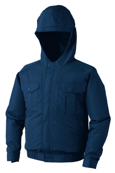 フード付空調服 CN306 ダークブルー M ポリエステル100% ※ファン・ケーブル・バッテリー別売 熱中症対策 夏用 空冷式 作業服 クーリングウェア つくし工房