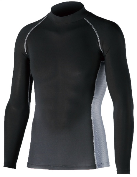 ストレッチインナー 長袖ハイネックシャツ CN405 M  接触冷感 吸汗速乾素材 X-COOL 着圧 ストレッチ素材 熱中症対策 つくし工房