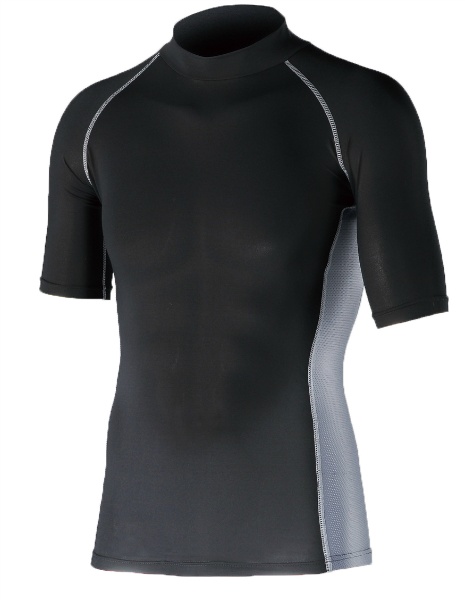 ストレッチインナー 半袖ハイネックシャツ CN406 M  接触冷感 吸汗速乾素材 X-COOL 着圧 ストレッチ素材 熱中症対策 つくし工房