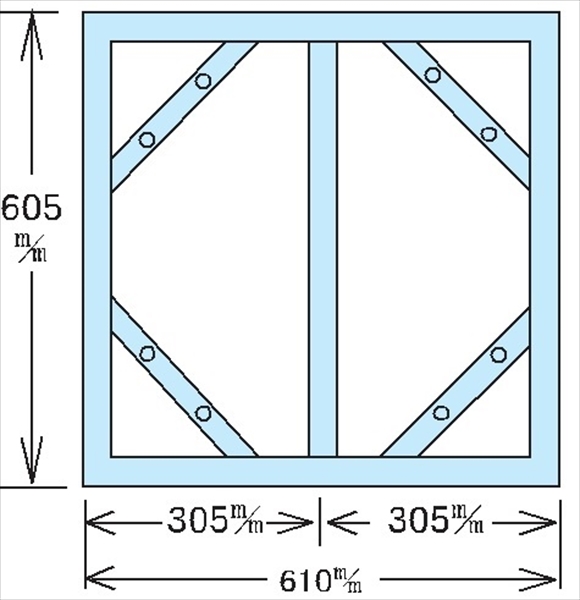 危険物標識 掲示用フレーム 2連タイプ 605mm×610mm×15mm ステンレス製 K板用 スライドアングル２Ｓ（２連用）ステンレス