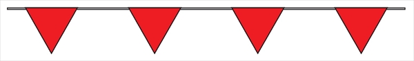 10連タイプ 三角旗 【赤無地】 10mタイプ280㎜三角 安全標識 ターポリン製
