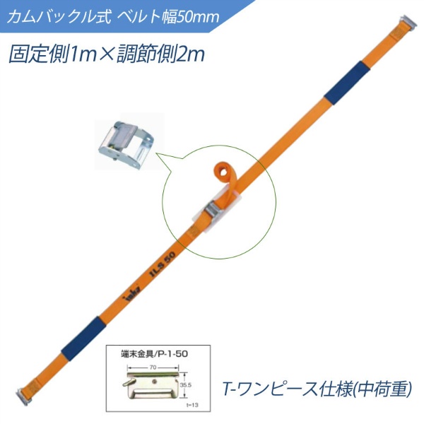 インカ ラッシングシステム ベルト幅50mm 1m×2m カム式 T-ワンピース仕様 ILS-C50P12 ラッシングベルト 大洋製器工業 TAIYO