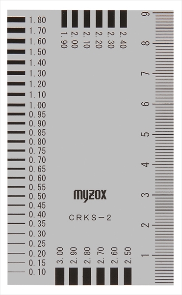 クラックスケール 55×91mm 黒目盛/透明タイプ CRKS-2 ひび割れ試験 マイゾックス MYZOX