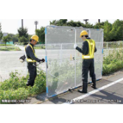 飛散防止ネット ガーネット コンパクトタイプ HBE-1521K W210cm×H150cm アルミ製 軽量 折り畳み式 キャスター付き 草刈用飛散ガード 飛び石防止ネット 石飛ガード HARAX ハラックス