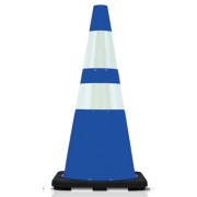 PVCプリンスコーン2 H700mm 青／白 350×350×H700mm 三角コーン パイロン カラーコーン