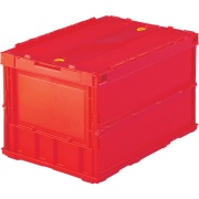 オリコン スライドロックフタ付 薄型折りたたみ コンテナ 50L レッド TR-C50B R 530mm×366mm×336mm 収納ケース TRUSCO トラスコ