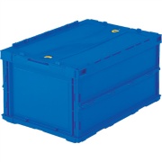 オリコン ロックフタ付 薄型折りたたみ コンテナ 40L ダークブルー TR-C40B DB 530mm×366mm×283mm 収納ケース TRUSCO トラスコ