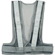 【20着セット】メッシュベスト 赤LEDアラベス 紺/シルバー 粗いメッシュ 通気性抜群 高視認性 夜間 工事現場 交通整備 熱中症対策 MBL-LED-DBS-R 三ツ星貿易