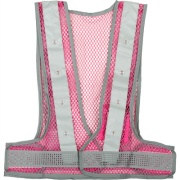 【5着セット】メッシュベスト 赤LEDアラベス ピンク/シルバー 粗いメッシュ 通気性抜群 高視認性 夜間 工事現場 交通整備 熱中症対策 MBL-LED-PS-R 三ツ星貿易