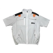 【ファン・バッテリー別売】空調ワークウェア 半袖 シルバー M~6L AR-6282 選べる4つのファン取付口 QuickFreeジッパー ランヤード取付口/反射材付  AirRevolution KMネクスト