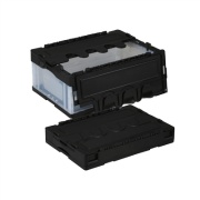 折りたたみコンテナー リサイクル 蓋ありタイプ CF-S31NR 33L ブラック透明 外寸530mm×366mm×230mm 折りたたみ高さ95mm  岐阜プラスチック
