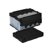 折りたたみコンテナー リサイクル 蓋ありタイプ CF-S41NR 41L ブラック透明 外寸530mm×366mm×281mm 折りたたみ高さ95mm  岐阜プラスチック