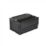折りたたみコンテナー リサイクル 蓋ありタイプ CF-S76NR 75L ブラック 外寸650mm×440mm×340mm 折りたたみ高さ90mm  岐阜プラスチック