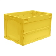 折りたたみコンテナー アシストロック付き 蓋なし CB-S51NR 50L イエロー 外寸530mm×366mm×325mm 折りたたみ高さ86mm  岐阜プラスチック