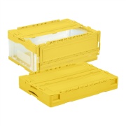 折りたたみコンテナー アシストロック付き 蓋付き CS-S31NR 33L イエロー透明 外寸530mm×366mm×230mm 折りたたみ高さ95mm  岐阜プラスチック