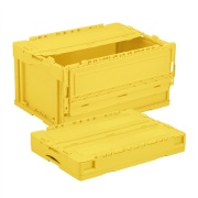 折りたたみコンテナー アシストロック付き 蓋付き CS-S41NR 41L イエロー 外寸530mm×366mm×281mm 折りたたみ高さ95mm  岐阜プラスチック