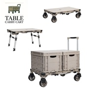 【ボックス2個付】3WAY台車 テーブルキャリーカート 約W86cm×H25cm×D57cm 耐荷重約100kg(ボックス20kg) 重量約10.4kg(ボックス3.7kg) 多機能 平台車 作業テーブル 現場 倉庫 キャンプ 屋外休憩 資材運搬 仙台銘板