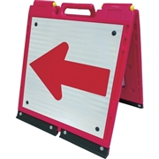 矢印板 ソフトサインボードミニ 折りたたみ式 全面反射 H525ｘW470mm 赤/白 PE製 方向指示板
