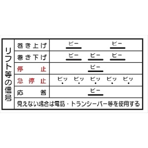 電気関係標識 【リフト等の信号】 ＷＫ16 200×400mm 硬質樹脂製